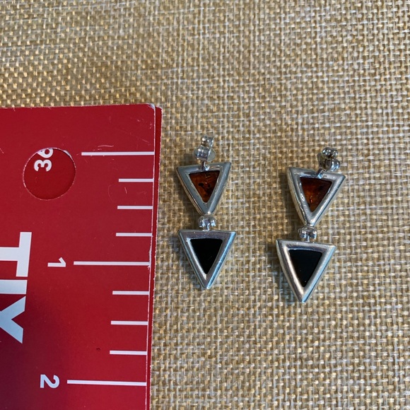 Two tones of amber with inclusions set in sterling silver. - Picture 4 of 7